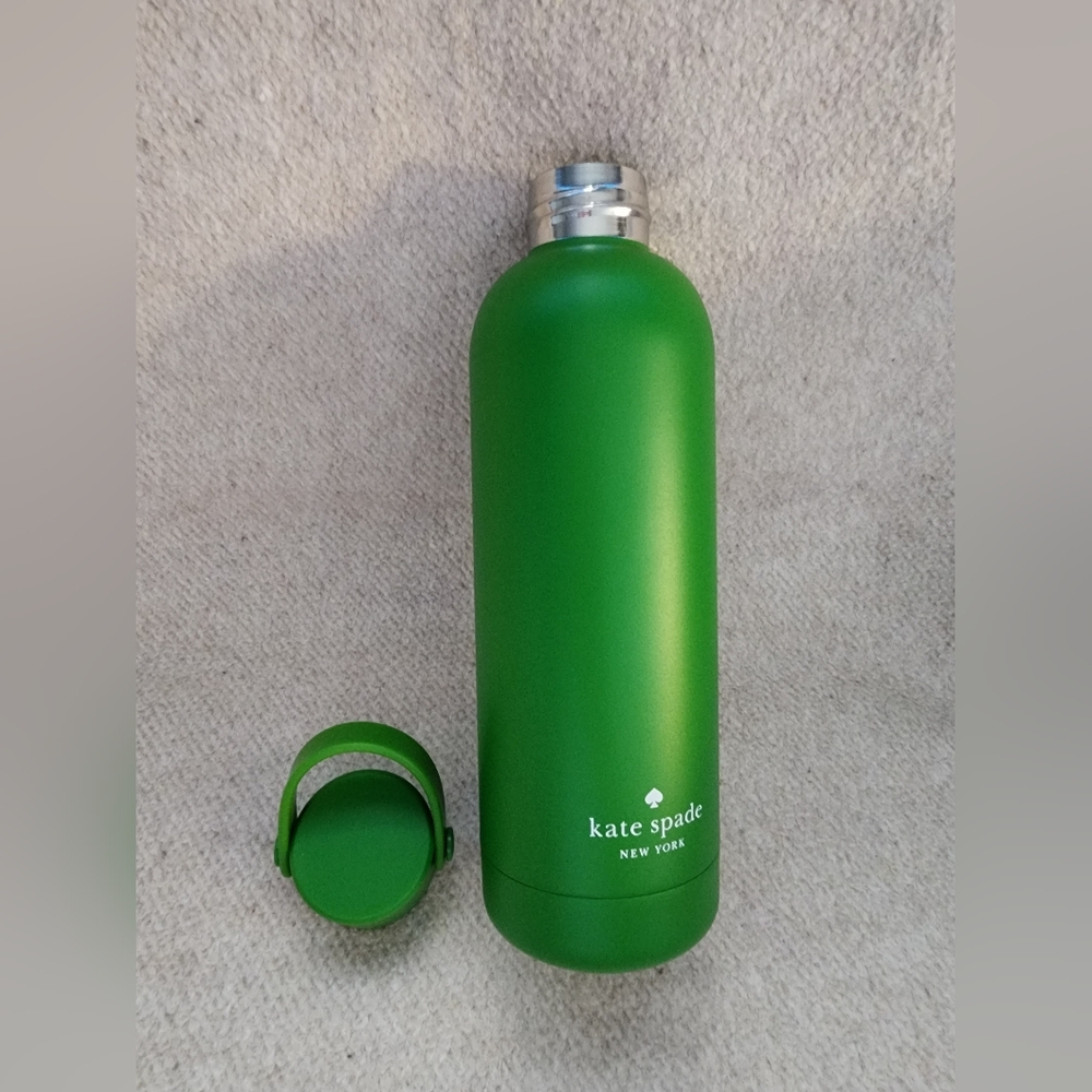 NIB Kate Spade Outlet 9”H Green Insulated Stainless Steel 16 oz Water Bottle